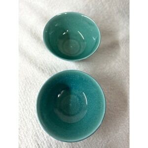 Certified International Teal Porcelain Honeycomb Bowls Set of 2 Textured Teal